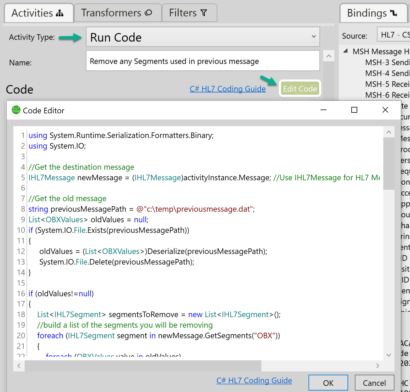 Code editor window